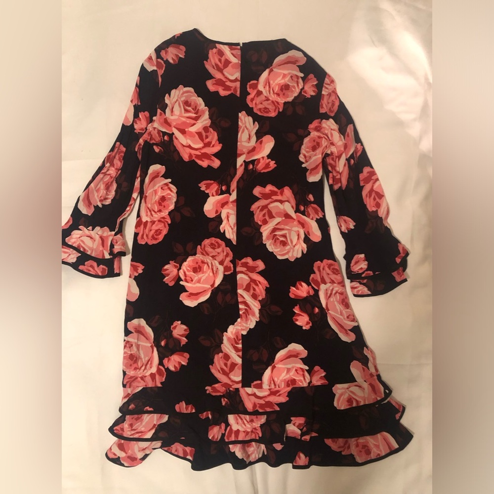 KATE SPADE LONG SLEEVE RUFFLE ROSE DRESS. - Picture 4 of 10